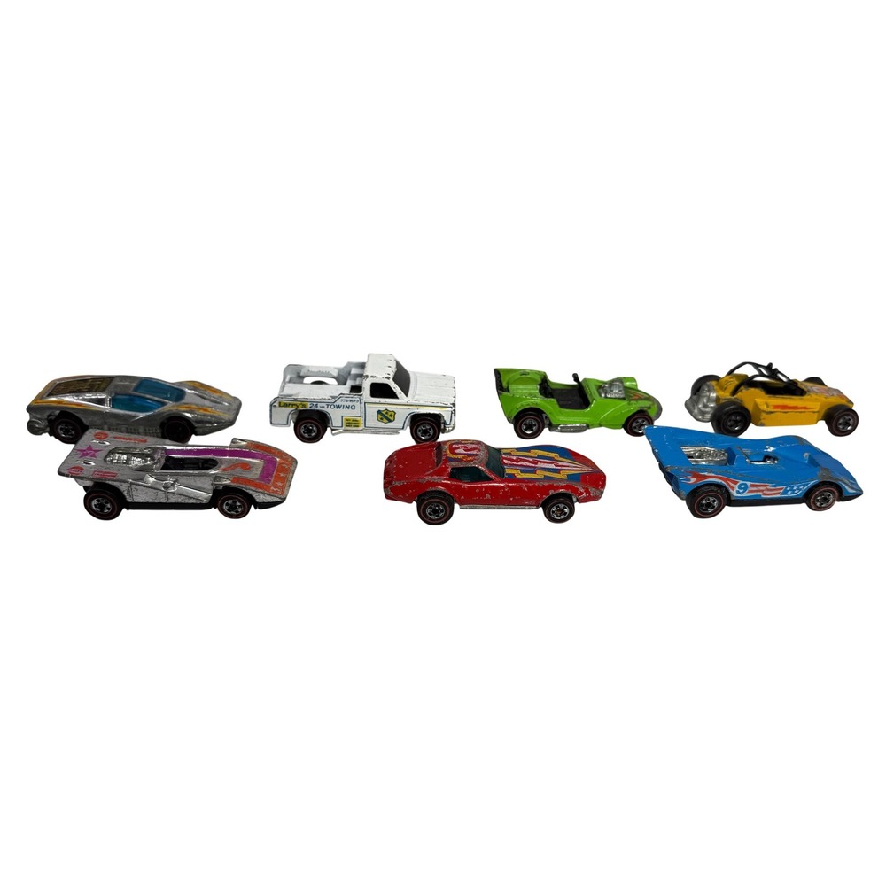 Vintage Hot Wheels Redline Lot of 7 Corvette Stingray Tow Truck Large Charge 70s